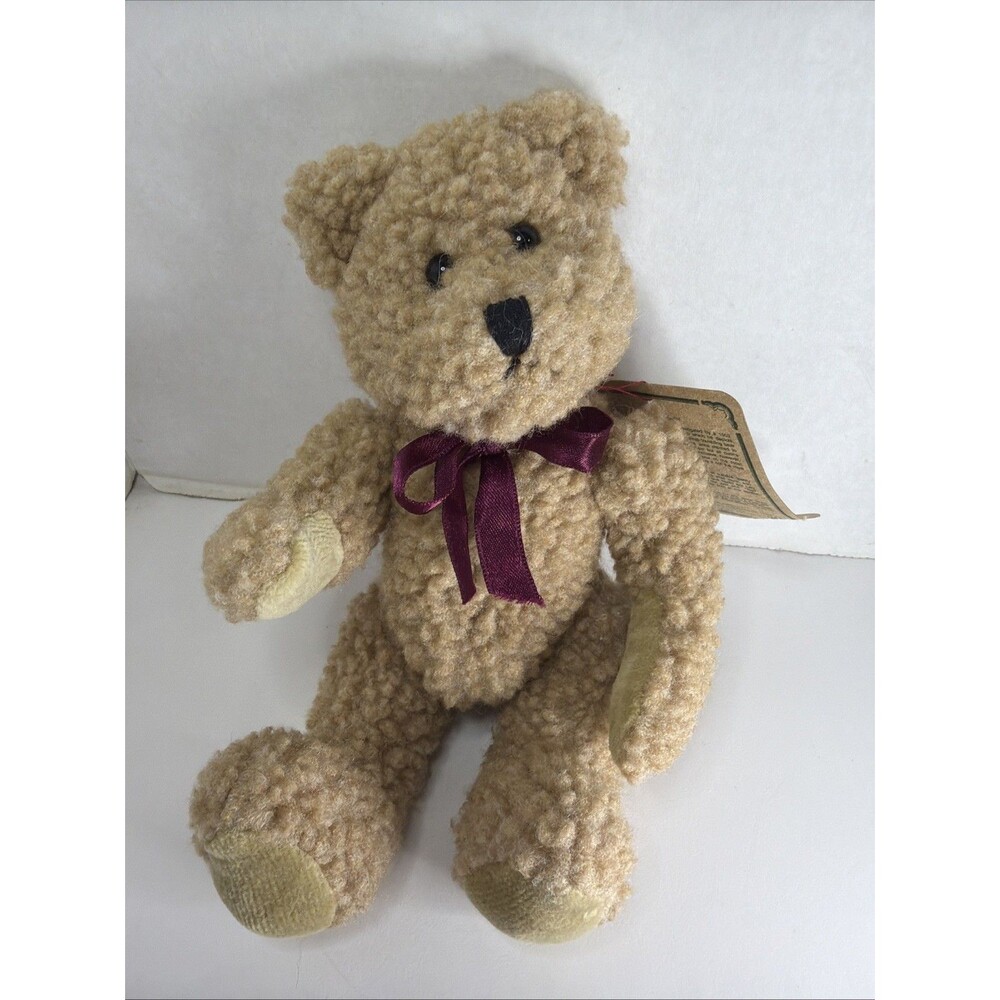 Vtg Boyds Bear Bears Tan & Burgandy Bow & Tags - 1990-1997 Achieve Collection